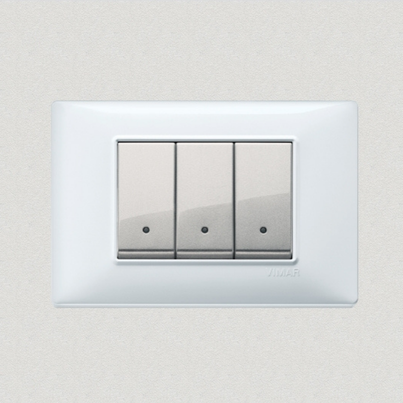 Vimar Plana Plastic 3 Gang Switch - White - 16A - PHOTO 2