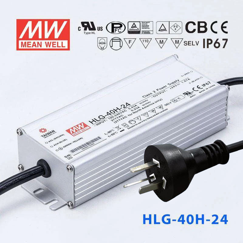 Mean Well S-HLG-40H-24 Power Supply 40W 24V with AU/NZ plug 1.67A