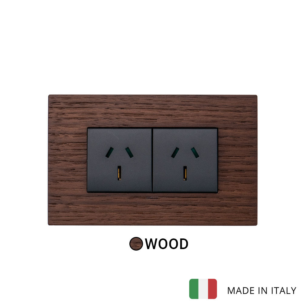 Vimar Eikon Wood 2 Socket - American Walnut - 15A - PHOTO 3