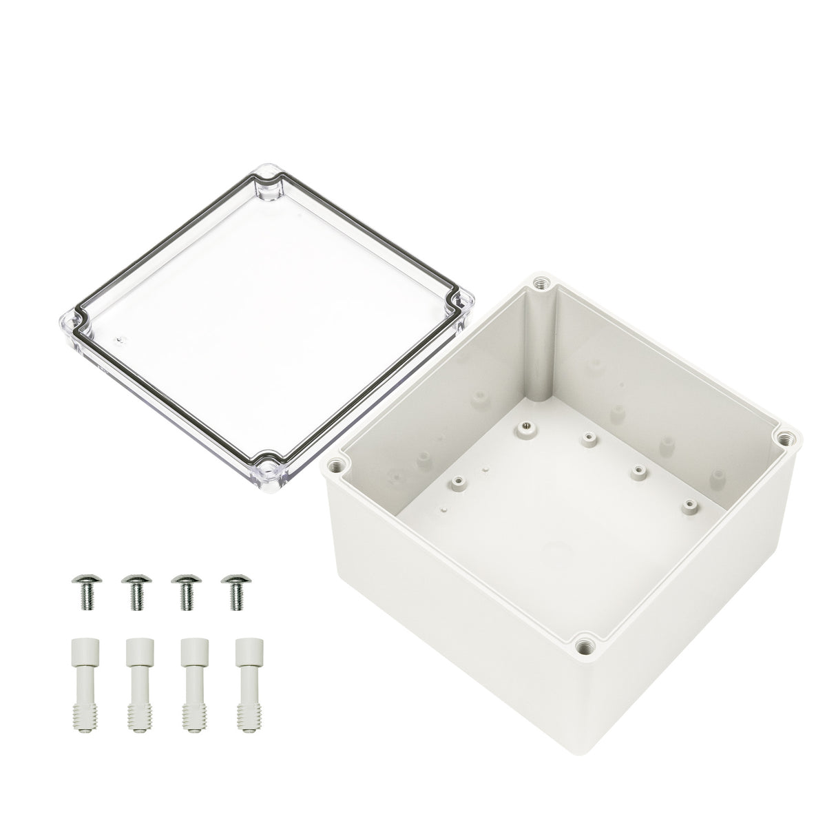 Boxco S-Series 200x200x130mm Plastic Enclosure, IP67, IK08, PC, Transparent Cover, Screw Type - PHOTO 3
