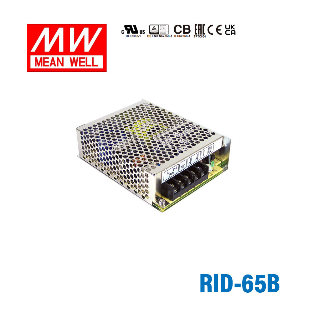 Mean Well RID-65B AC-DC Dual output enclosed power supply 65W