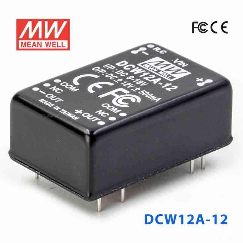 Mean Well DCW12A-12 DC-DC Converter - 12W - 9~18V in ±12V out 500mA