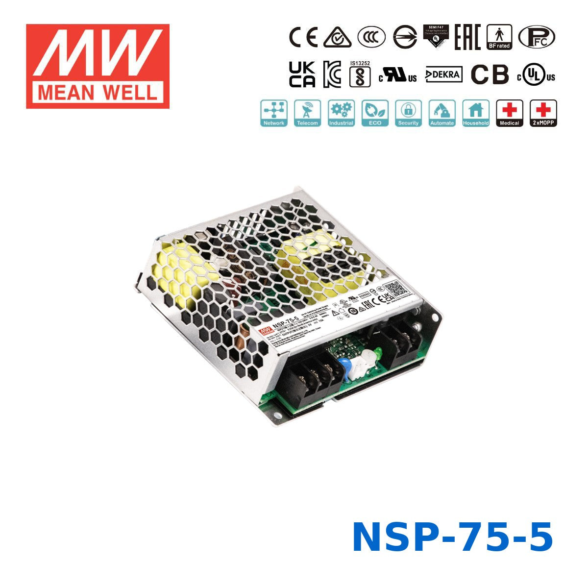 Mean Well 75W High Reliable Multi-Industries Power Supply 5V 15A