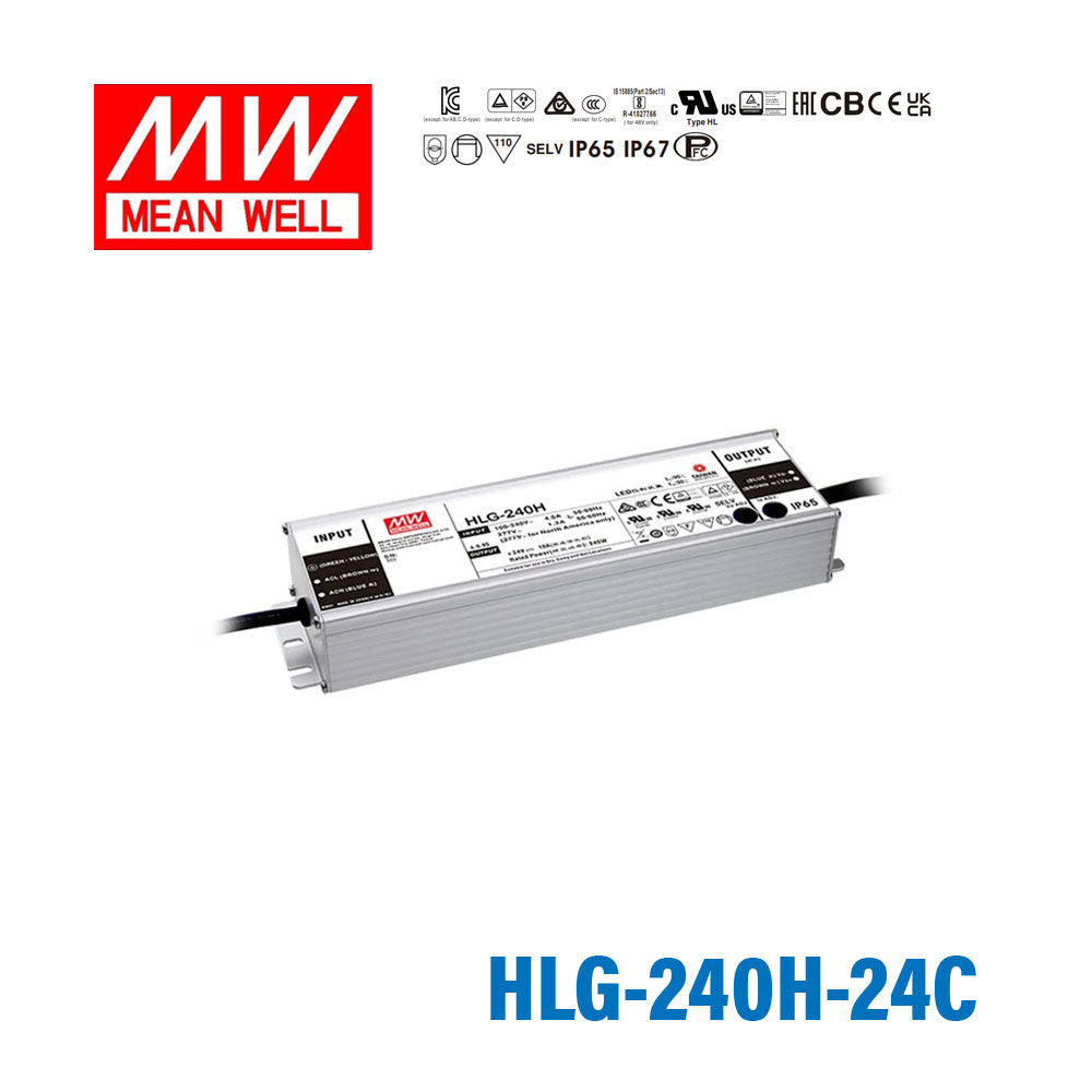 Mean Well HLG-240H-24C AC-DC Single output LED driver Mix mode 240W 10A