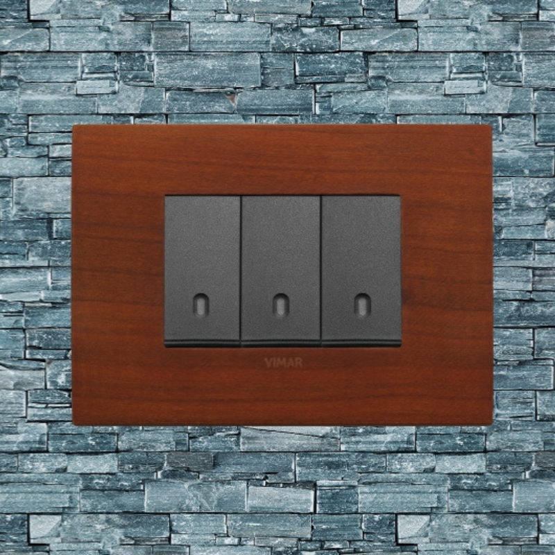 Vimar Arke Wood 3 Gang switch - Cherry Wood - 16A - PHOTO 6