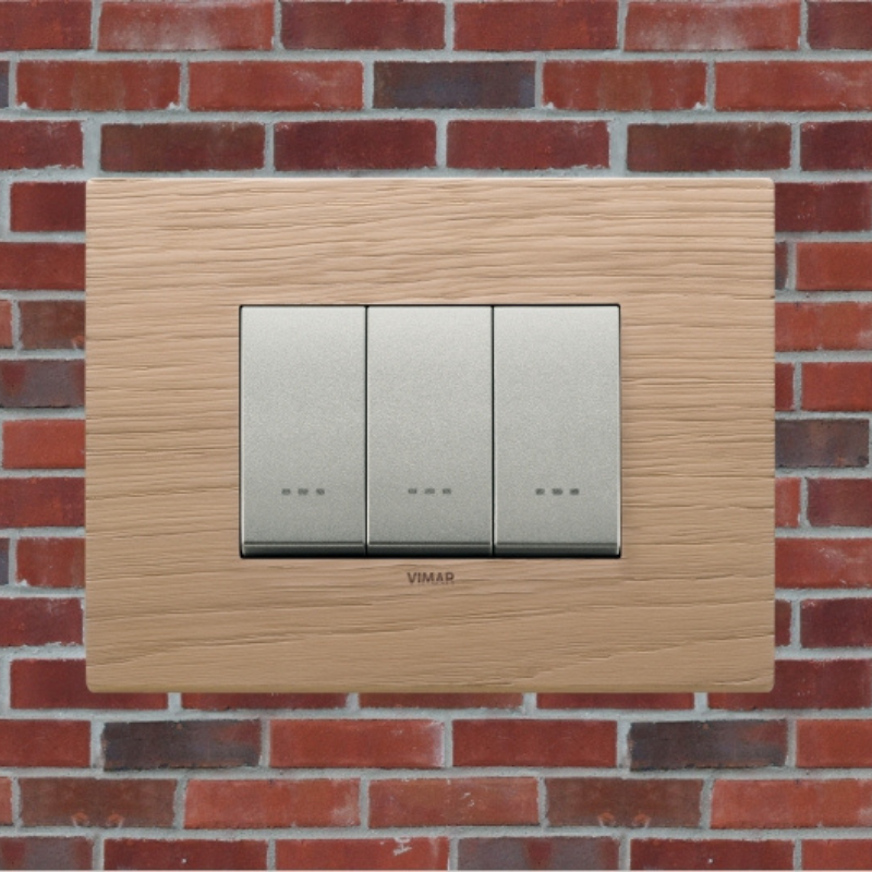 Vimar Eikon Wood 3 Gang Switch - Oak - 16A - PHOTO 4