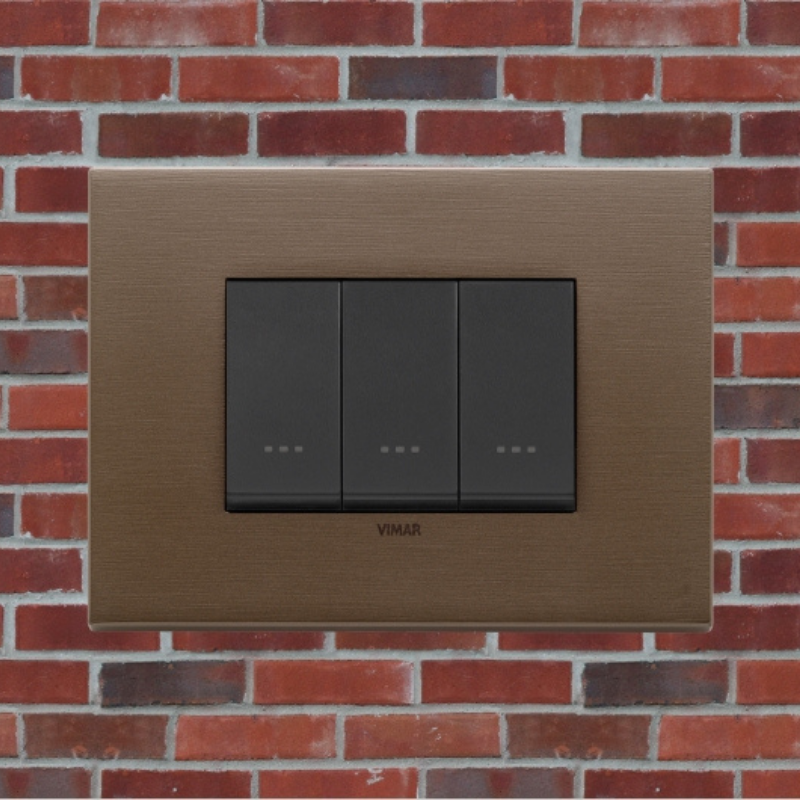 Vimar Eikon Metal 3 Gang Switch - Dark Bronze - 16A - PHOTO 5