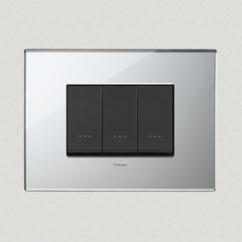 Vimar Eikon Glass 3 Gang Switch - Ice Silver - 16A - PHOTO 2