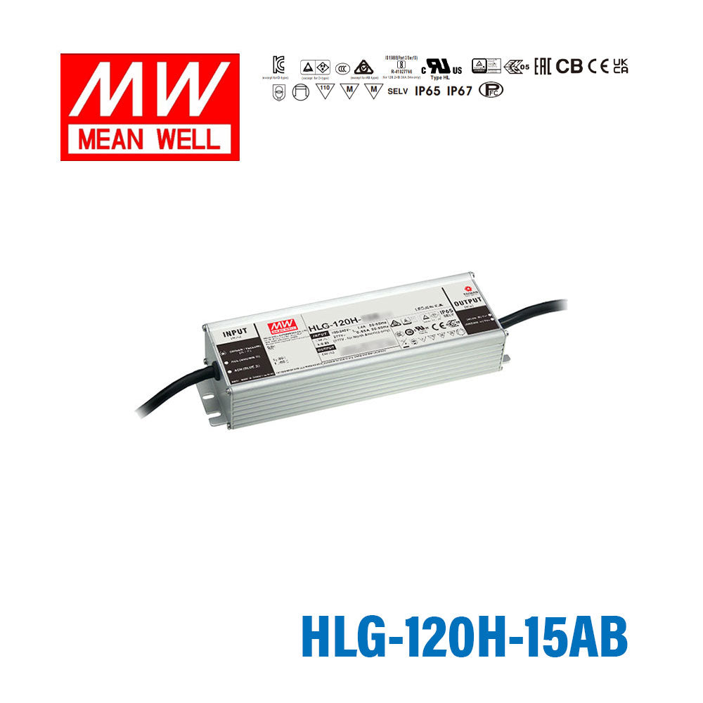 Mean Well HLG-120H-15AB Power Supply 120W 15V - Adjustable and Dimmable 8A