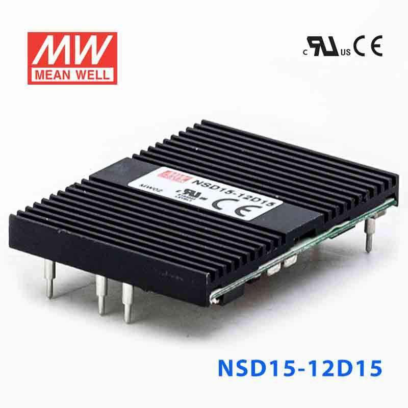 Mean Well NSD15-12D15 DC-DC Converter - 15W - 9.4~36V in ±15V out 500mA