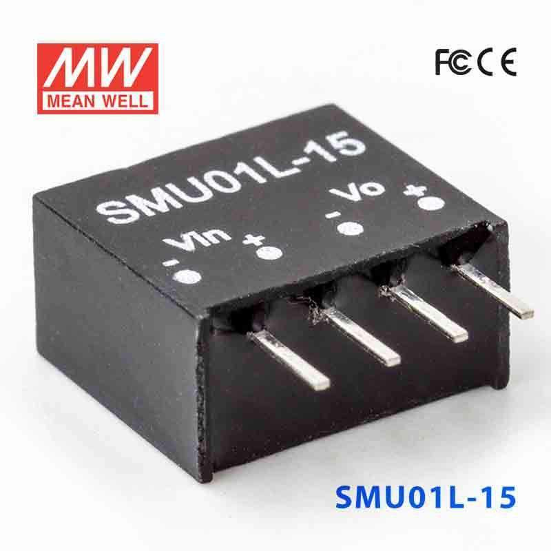 Mean Well SMU01L-15 DC-DC Converter - 1W - 4.5~5.5V in 15V out 67mA