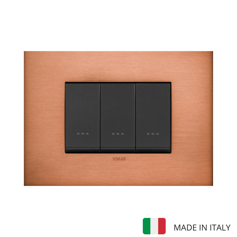 Vimar Eikon Metal 3 Gang Switch - Brushed Copper - 16A - PHOTO 13