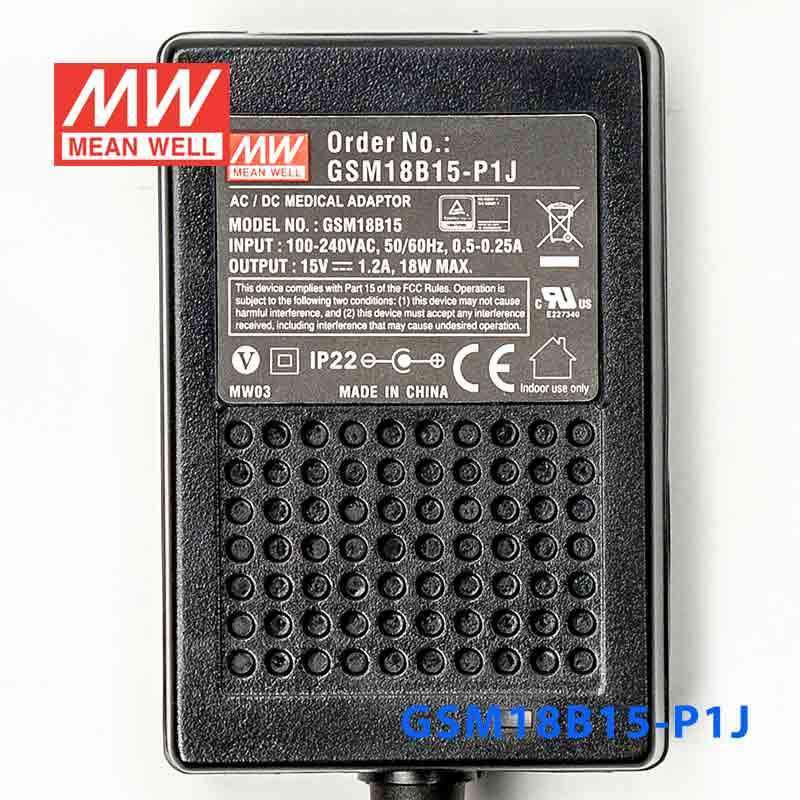 Mean Well GSM18B15-P1J Power Supply 18W 15V 1.2A - PHOTO 2