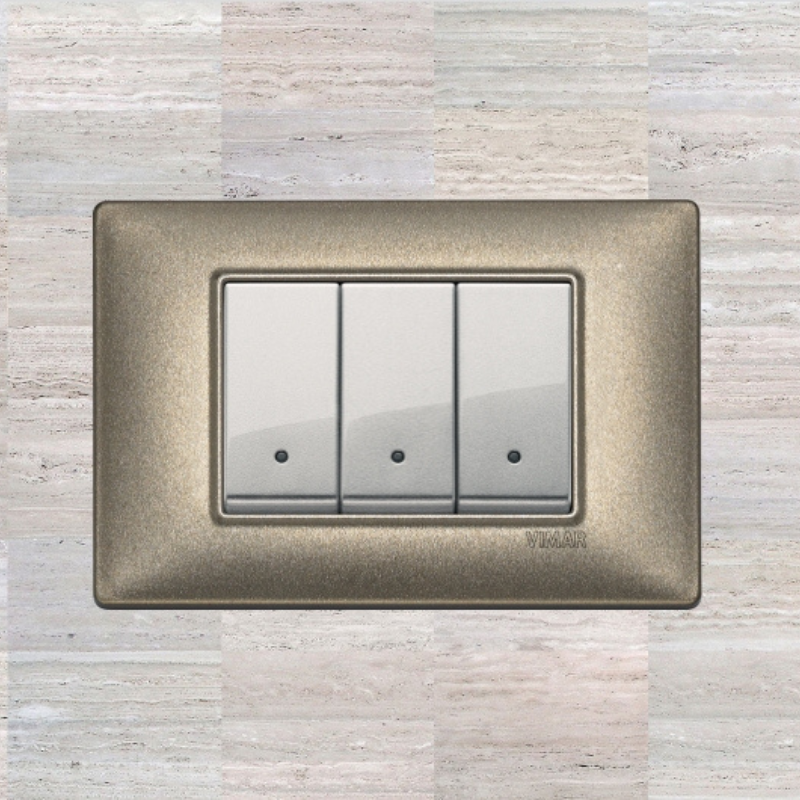 Vimar Plana Metal 3 Gang Switch - Metallic Bronze - 16A - PHOTO 12