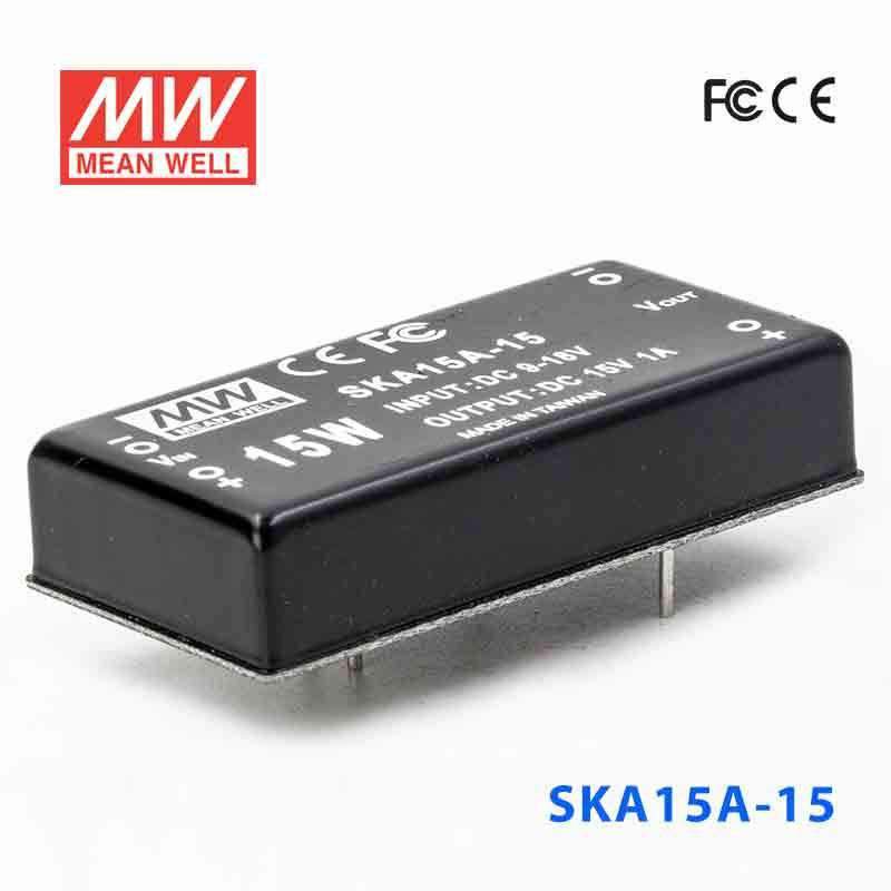 Mean Well SKA15A-15 DC-DC Converter - 9.9W - 9~18V in 15V out 1A