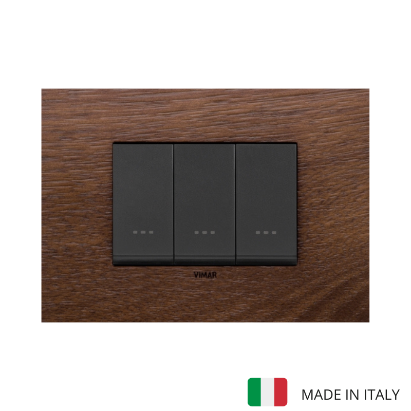 Vimar Eikon Wood 3 Gang Switch - American Walnut - 16A - PHOTO 13