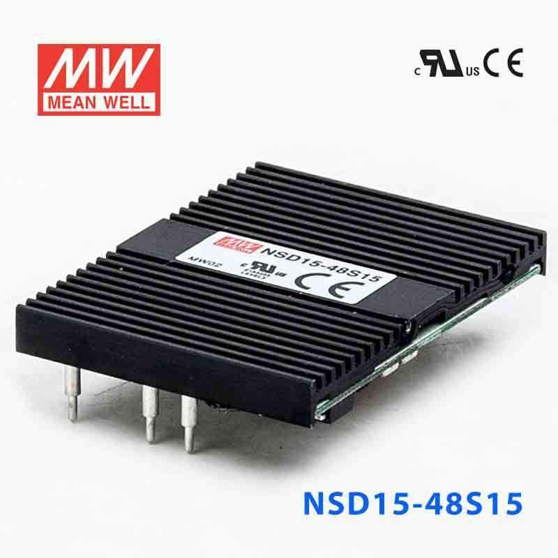 Mean Well NSD15-48S15 DC-DC Converter - 15W - 18~72V in 15V out 1A