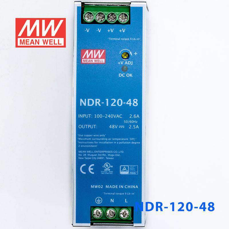 Mean Well NDR-120-48 Single Output Industrial Power Supply 120W 48V 2.5A - DIN Rail - PHOTO 2