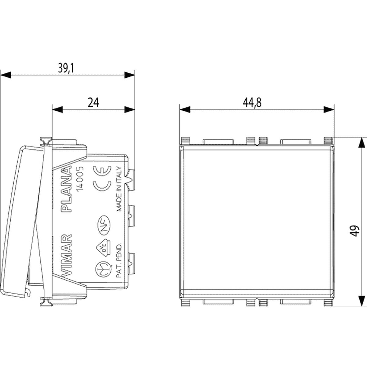 Vimar Plana 1P 16AX 2-Way Push Button White - PHOTO 3