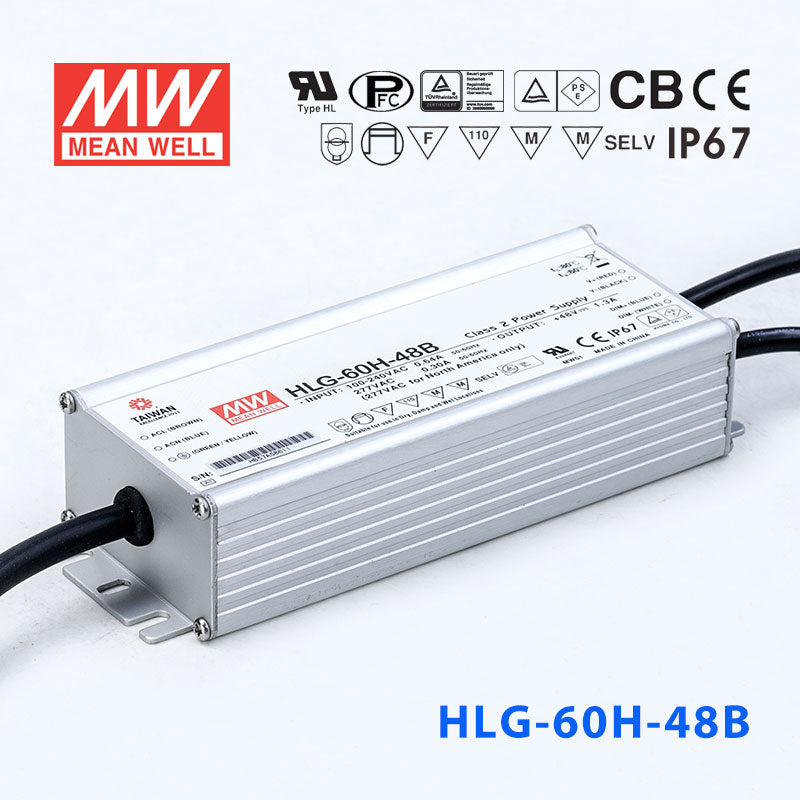 Mean Well HLG-60H-48AB Power Supply 60W 48V - Adjustable and Dimmable 1.3A
