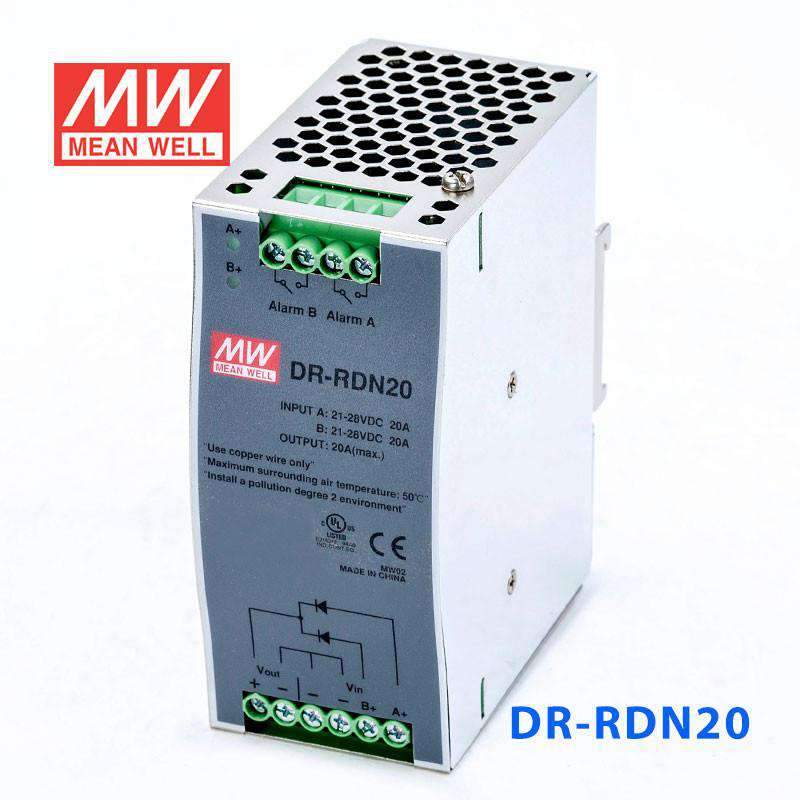 Mean Well DR-RDN20 Redundancy Module Power Supply 20A - DIN Rail - PHOTO 1