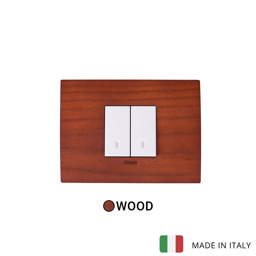 Vimar Arke Wood 2 Gang Switch - Cherry Wood - 16A
