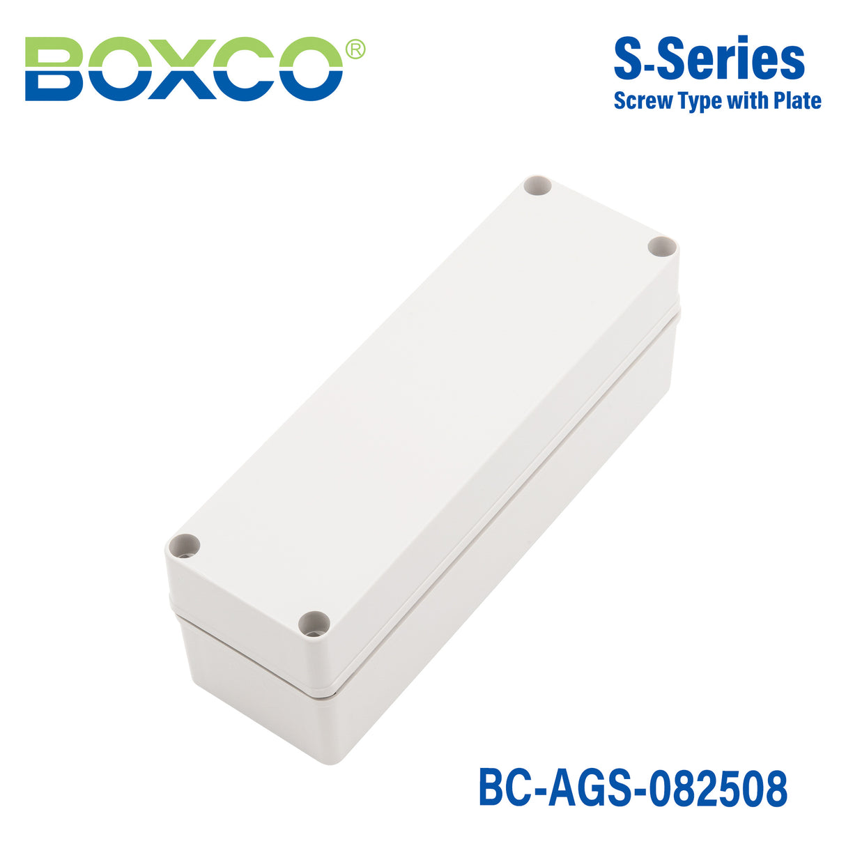 Boxco S-Series 80x250x85mm Plastic Enclosure, IP67, IK08, ABS, Grey Cover, Screw Type