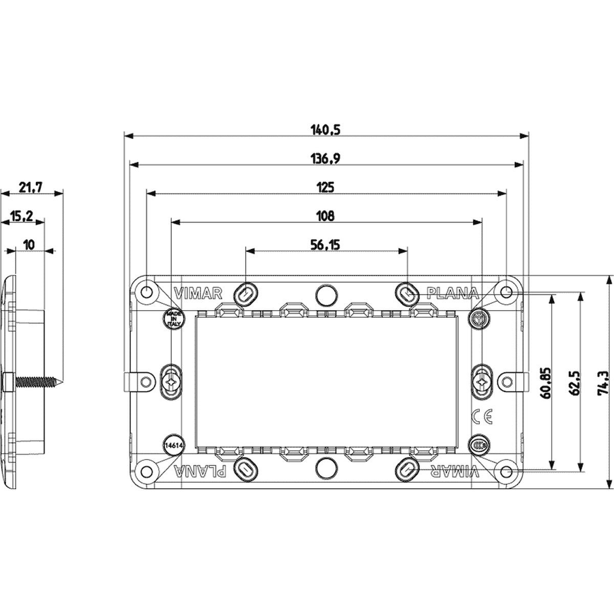 Vimar Plana frame 4M + Screws - PHOTO 1