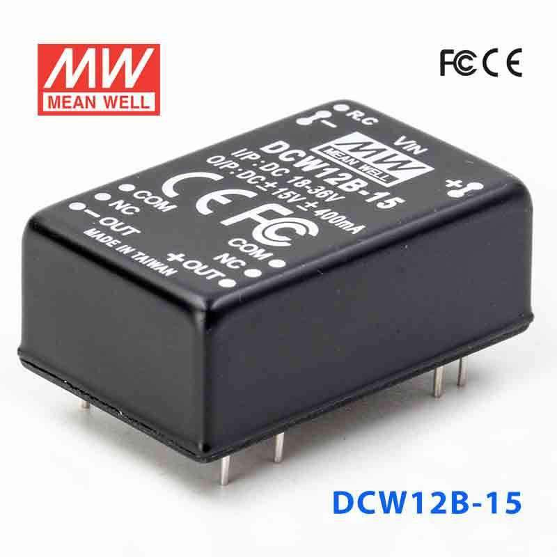 Mean Well DCW12B-15 DC-DC Converter - 12W - 18~36V in ±15V out 400mA
