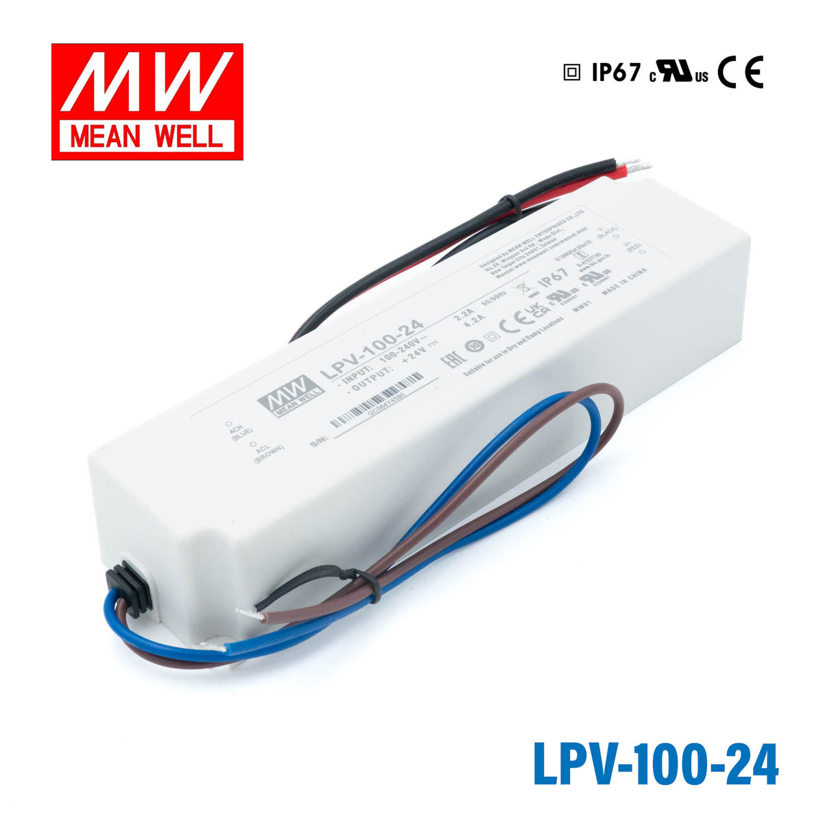 Mean Well LPV-100-24 LED Driver β 100.8W 24V 4.2A IP67 Waterproof