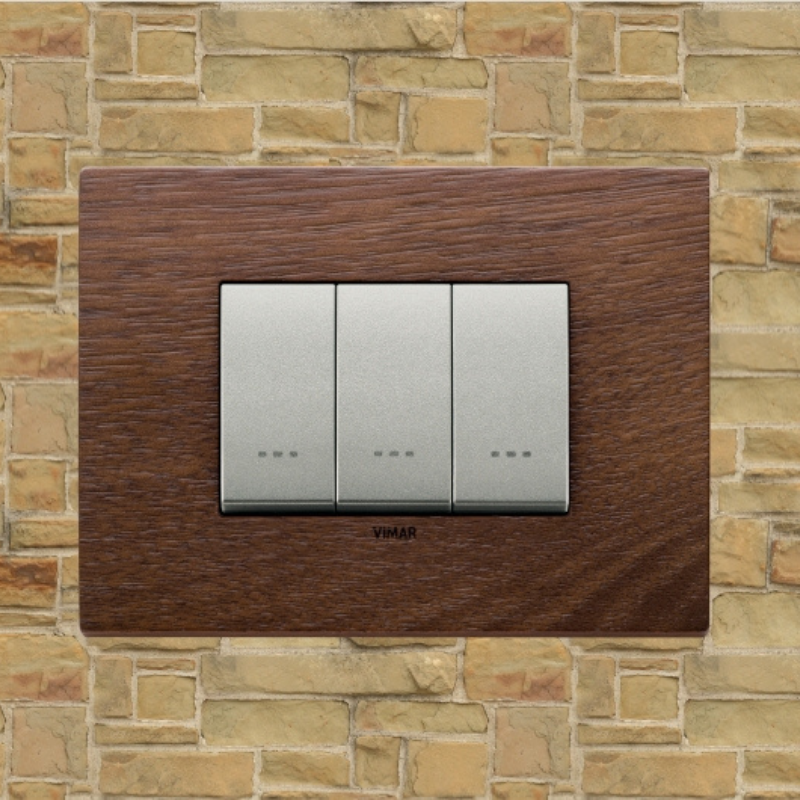 Vimar Eikon Wood 3 Gang Switch - American Walnut - 16A - PHOTO 7