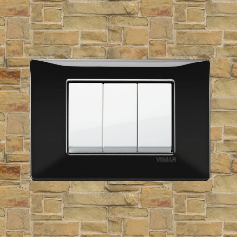 Vimar Plana Plastic 3 Gang Switch - Black - 16A - PHOTO 6