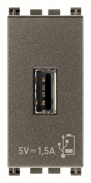 Vimar Arke USB Supply Unit 5V 1.5A 1M Aluminium