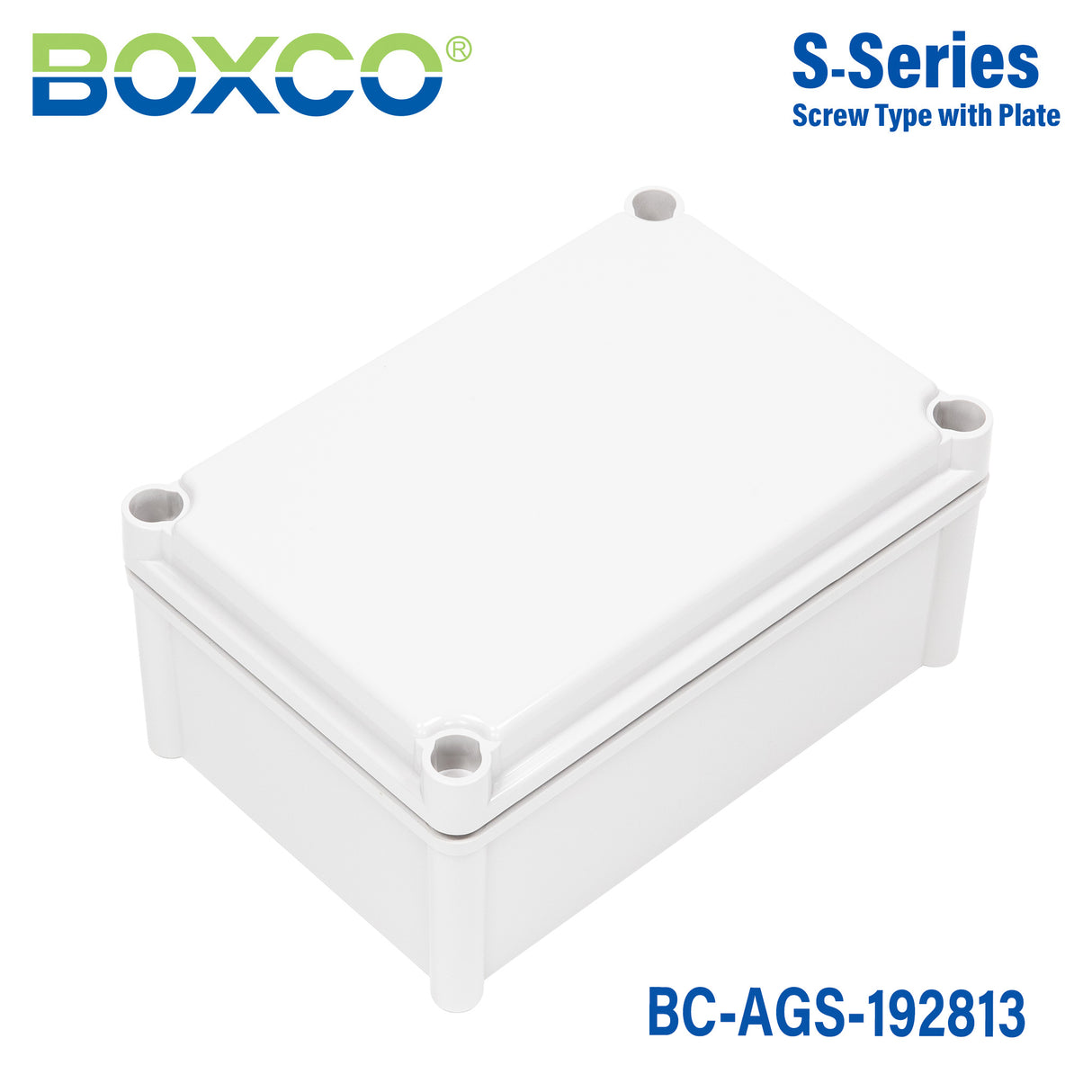Boxco S-Series 190x280x130mm Plastic Enclosure, IP67, IK08, ABS, Grey Cover, Screw Type