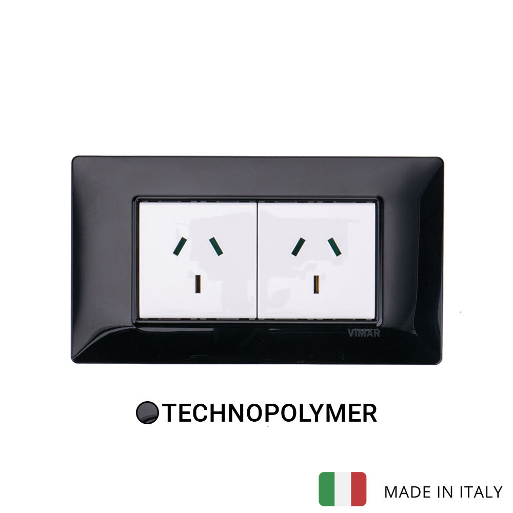Vimar Plana Plastic 2 Socket - Black - 10A