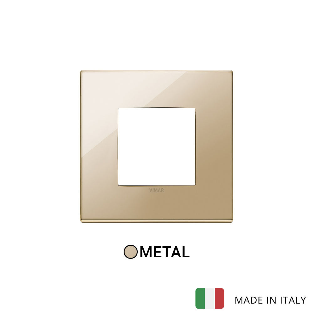 Vimar Eikon Plate 2M Polished Metal Gold - Square