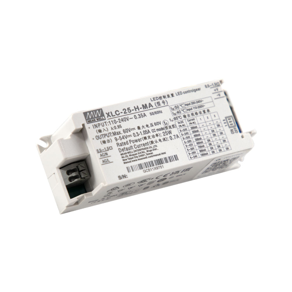 Mean Well XLC-25-H-MA LED Driver 25W 700mA 9~54V Constant Power, Current Setting by Dip Switch, Matter Wireless Dimming