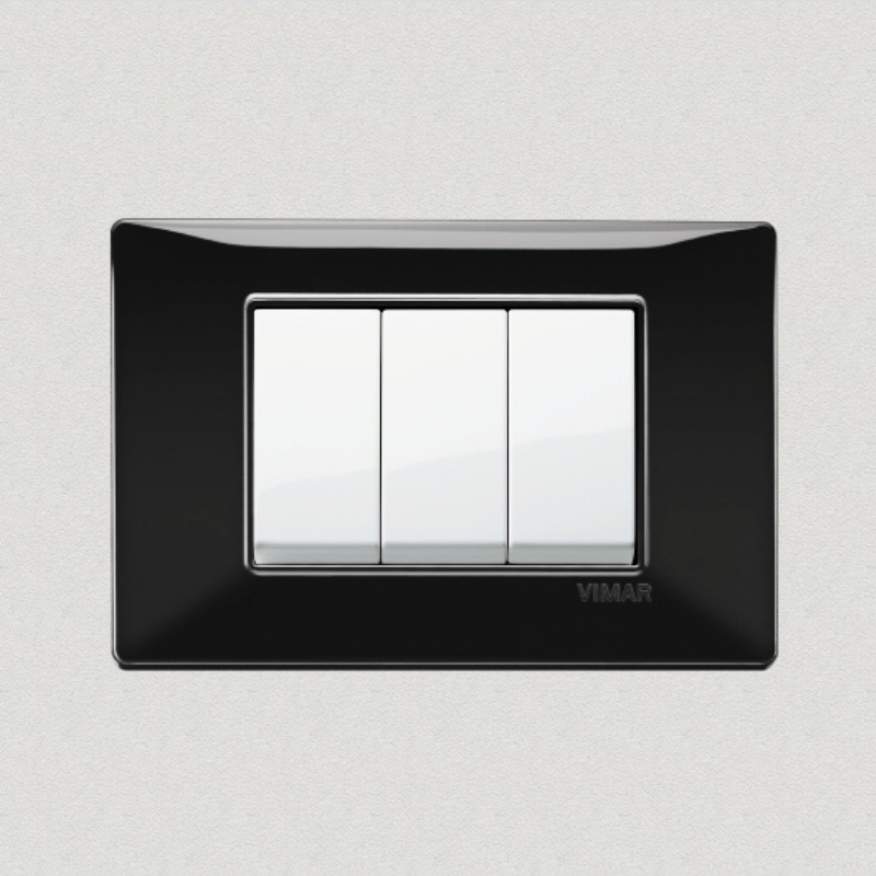 Vimar Plana Plastic 3 Gang Switch - Black - 16A - PHOTO 2
