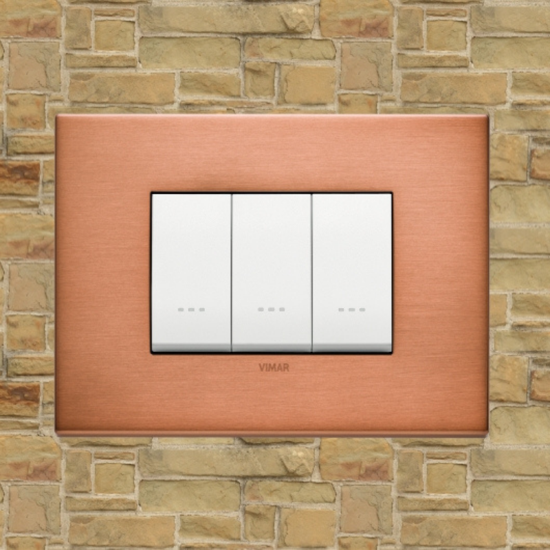 Vimar Eikon Metal 3 Gang Switch - Brushed Copper - 16A - PHOTO 6