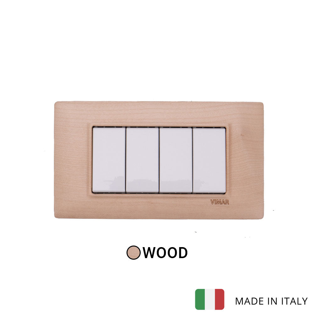 Vimar Plana Wood 4 Gang Switch - Pear-tree - 16A