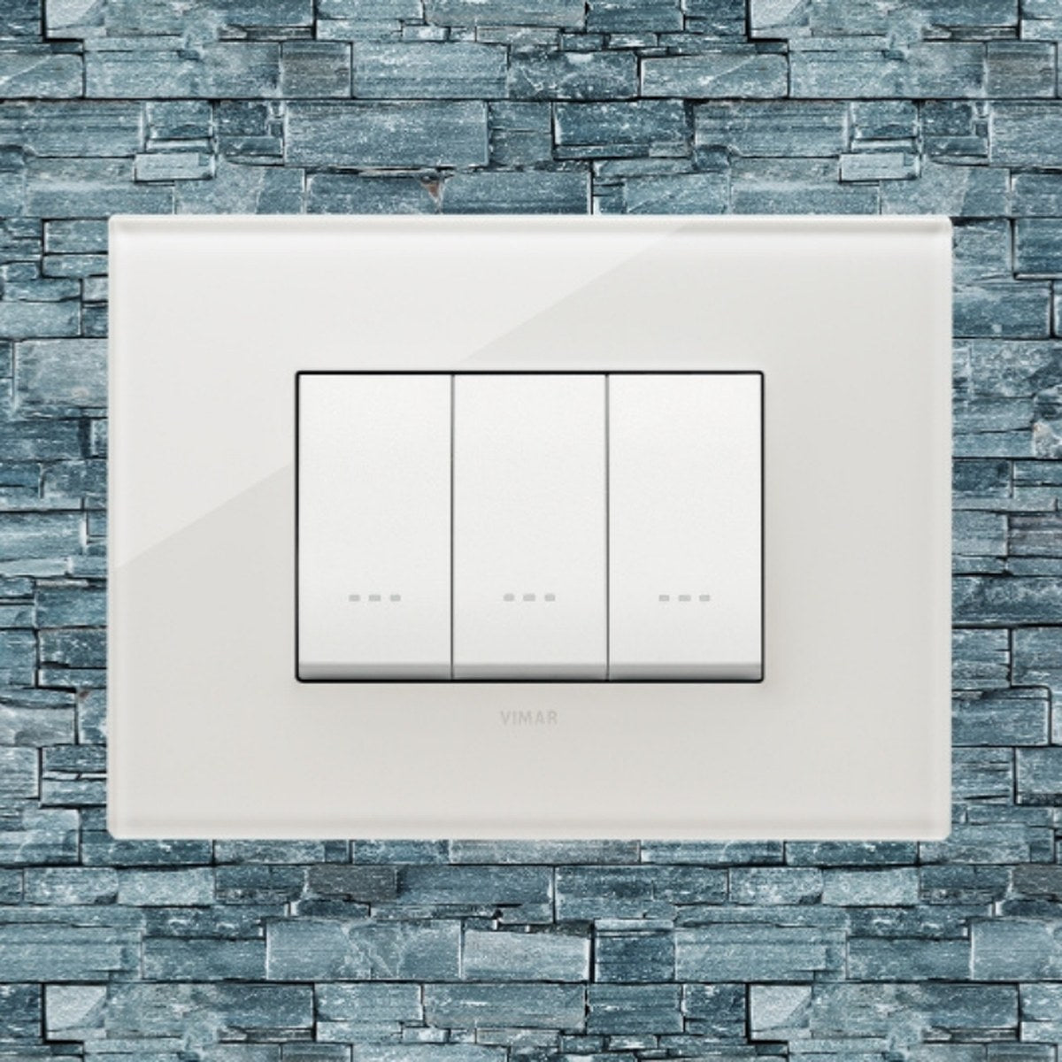 Vimar Eikon Glass 3 Gang Switch - Milky White - 16A - PHOTO 5