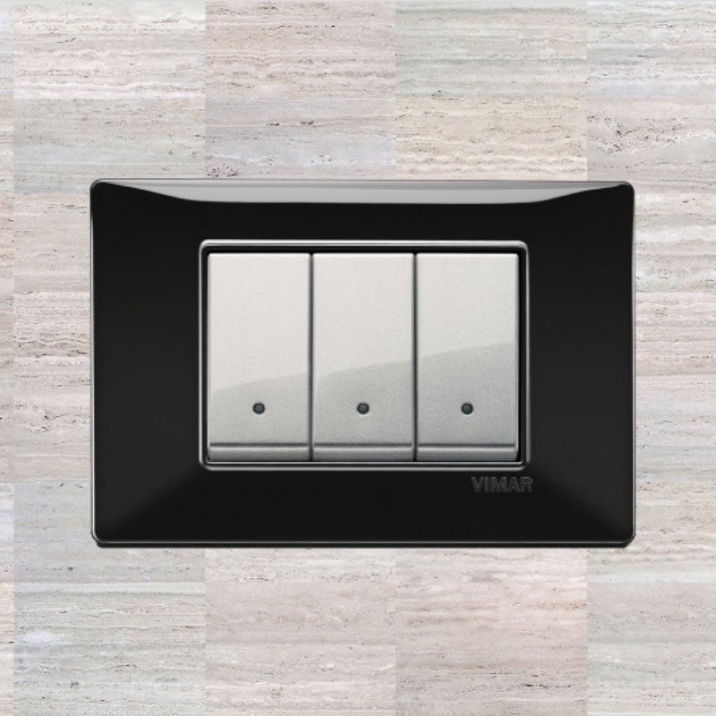 Vimar Plana Plastic 3 Gang Switch - Black - 16A - PHOTO 5