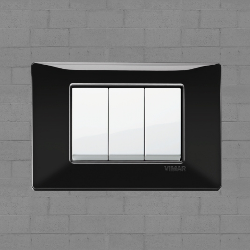 Vimar Plana Plastic 3 Gang Switch - Black - 16A - PHOTO 8