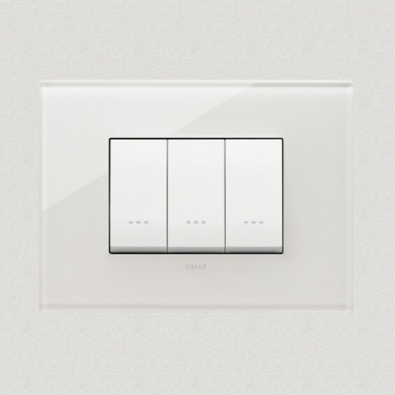 Vimar Eikon Glass 3 Gang Switch - Milky White - 16A - PHOTO 1