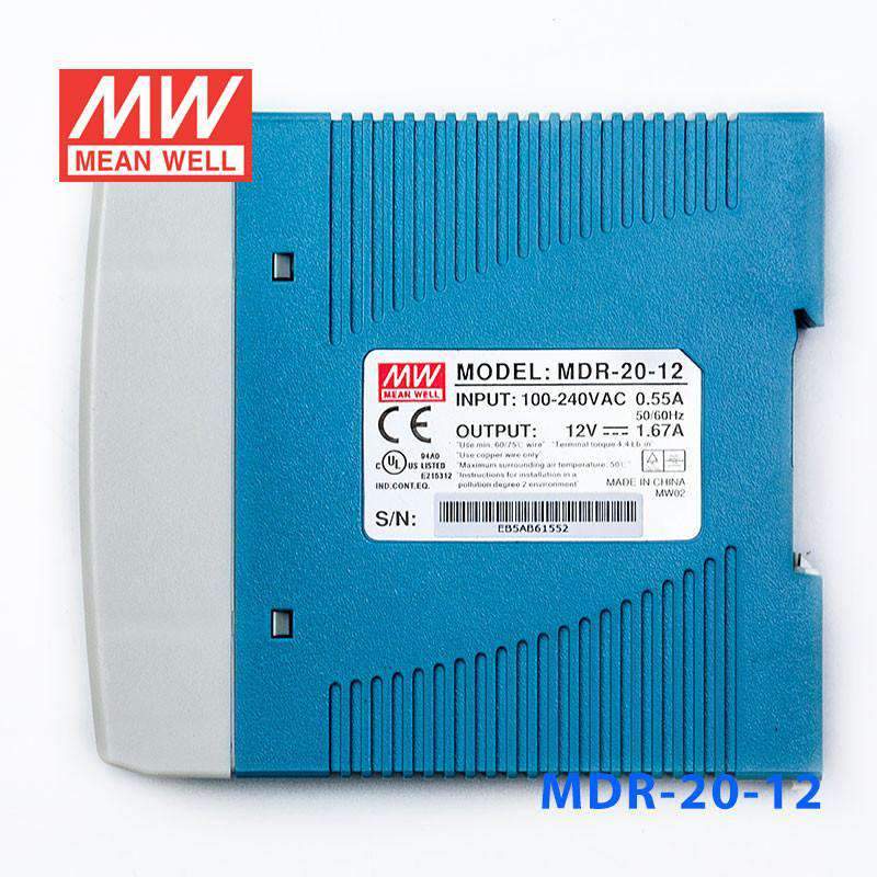 Mean Well MDR-20-12 Single Output Industrial Power Supply 20W 12V 1.67A - DIN Rail - PHOTO 1