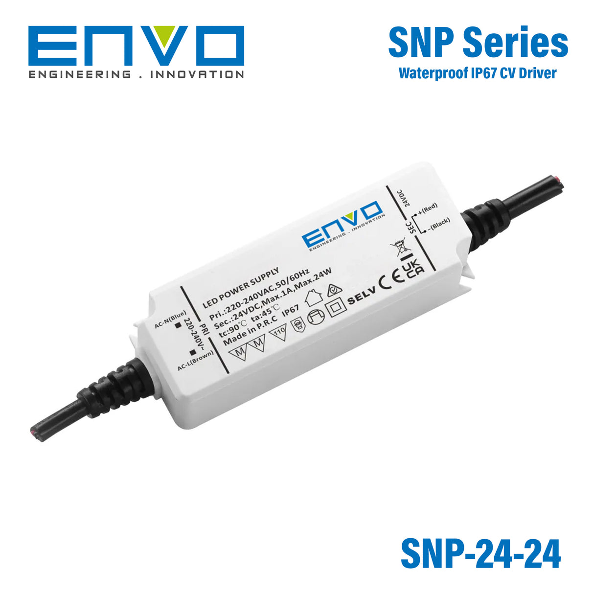Envo EV-SNP-24-24 LED Driver 24W 24V Waterproof IP67 1A