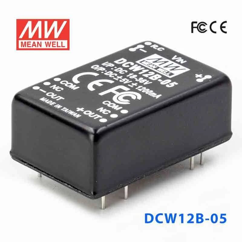 Mean Well DCW12B-05 DC-DC Converter - 12W - 18~36V in ±5V out 1.2A