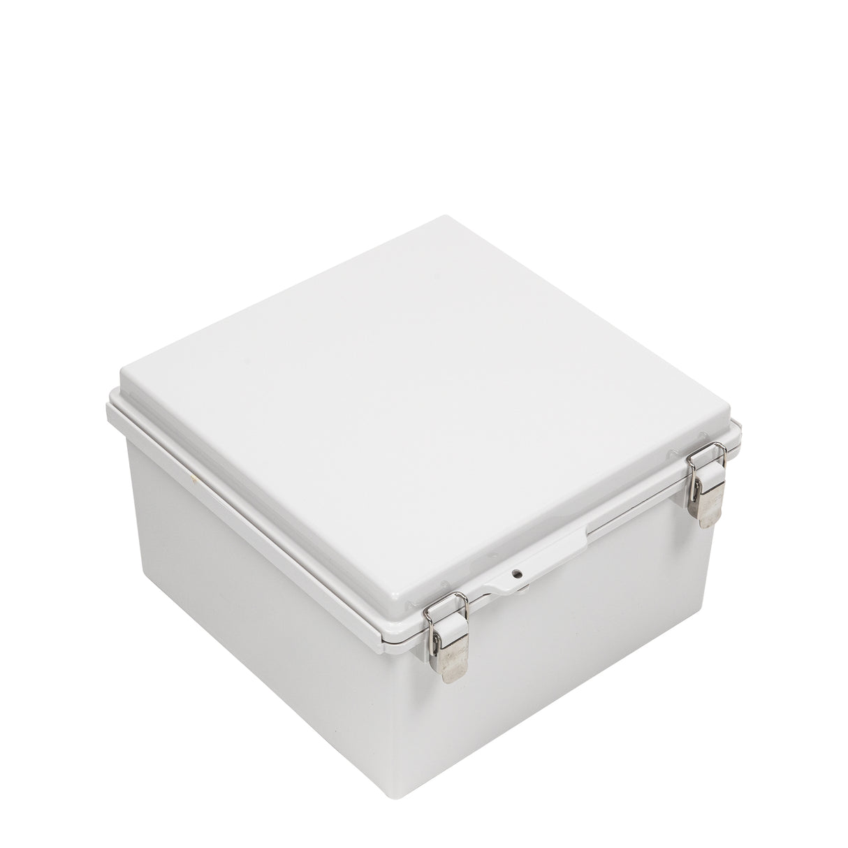 Boxco P-Series 300x300x180mm Plastic Enclosure, IP67, IK08, PC, Grey Cover, Molded Hinge and Latch Type - PHOTO 1