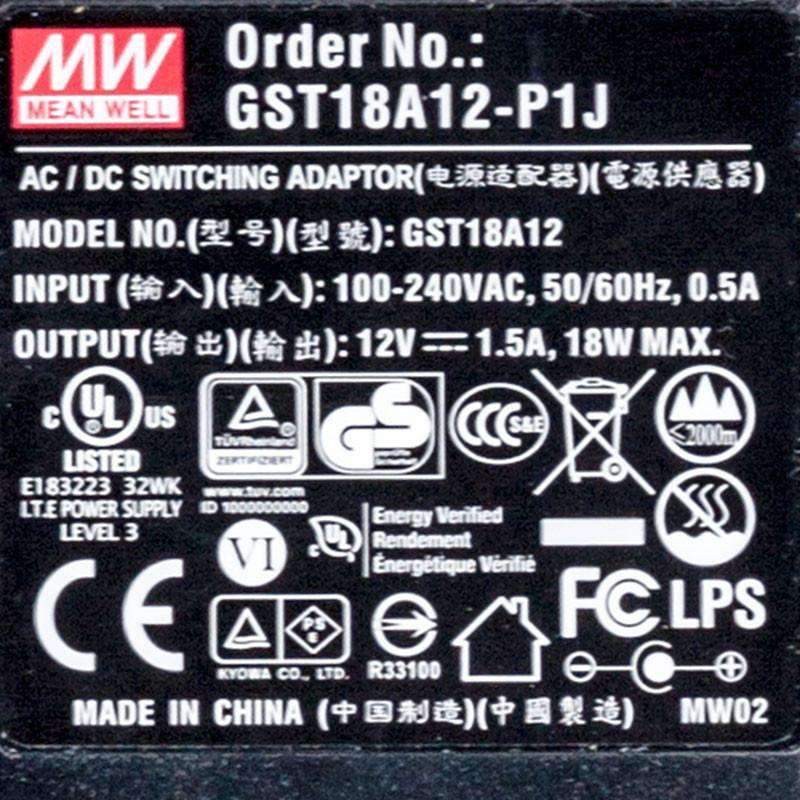 Mean Well GST18A12-P1J Power Supply 18W 12V 1.5A - PHOTO 4