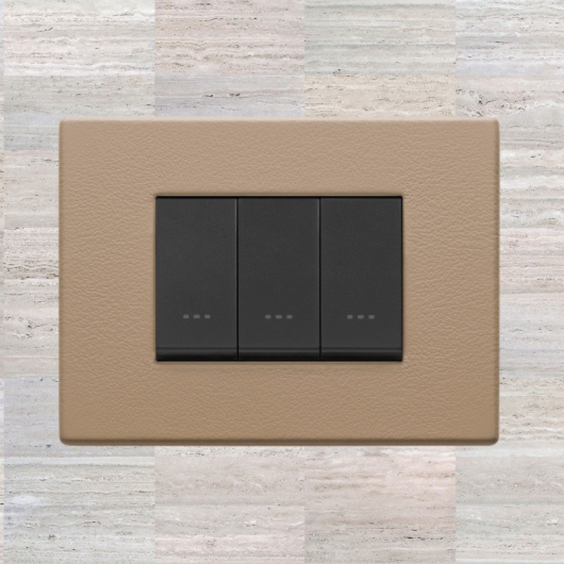 Vimar Eikon Leather 3 Gang Switch - Brushed Black - 16A - PHOTO 5